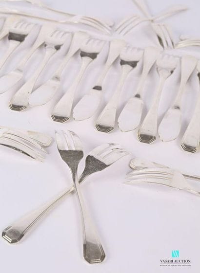 Suite of silver-plated metal cutlery model...
