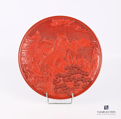 CHINA

Nanking lacquer plate with carved...