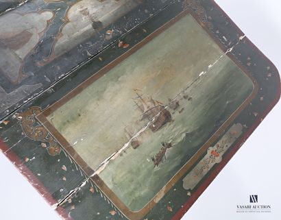 Moulded and painted natural wood table, the...