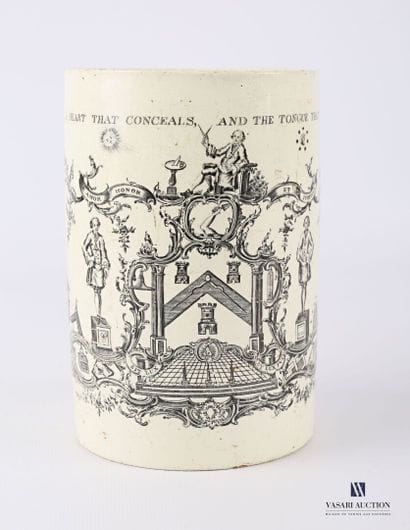 Fine earthenware mug slightly barrel-shaped...