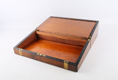 Rectangular mahogany veneer travel writing...