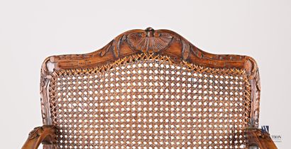 Armchair in natural wood, moulded and carved,...