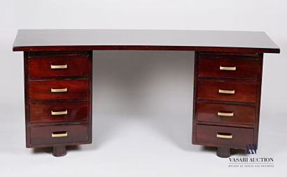 Bureau de milieu en placage d'acajou verni,...