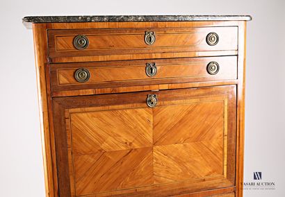 Straight secretary in rosewood veneer inlaid...