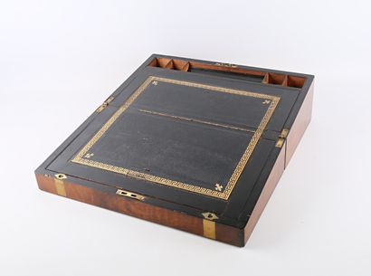 Rectangular mahogany veneer travel writing...