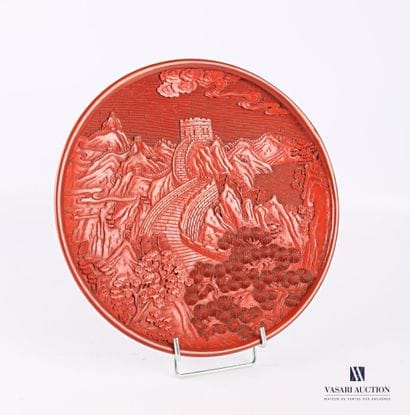 CHINA

Nanking lacquer plate with carved...