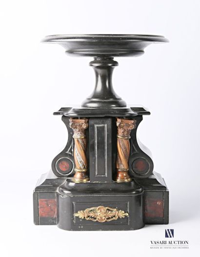 Black marble and Morello cherry marble mantel,...