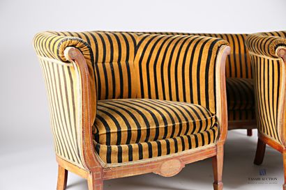 Mobilier de salon en placage de bois marqueté...