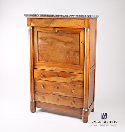 Secretary in walnut and walnut veneer, it...