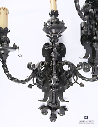 An important pair of wrought iron wall lights,...