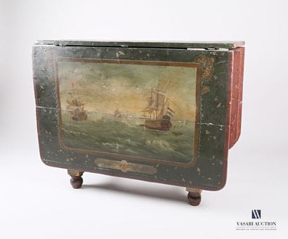 Moulded and painted natural wood table, the...