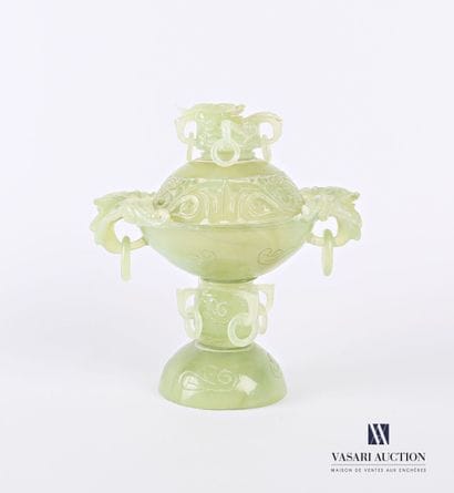 CHINA

Green hard stone perfume burner resting...