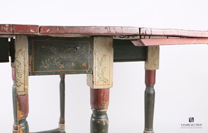 Moulded and painted natural wood table, the...