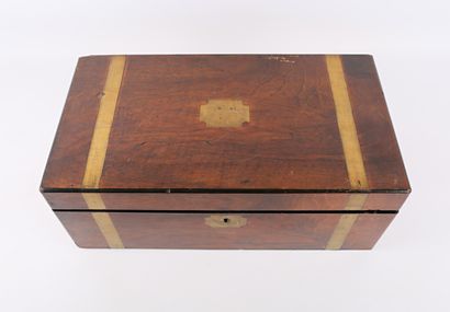 Rectangular mahogany veneer travel writing...