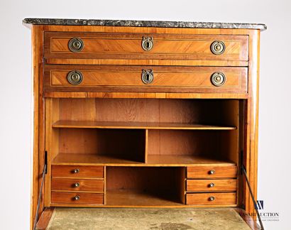 Straight secretary in rosewood veneer inlaid...
