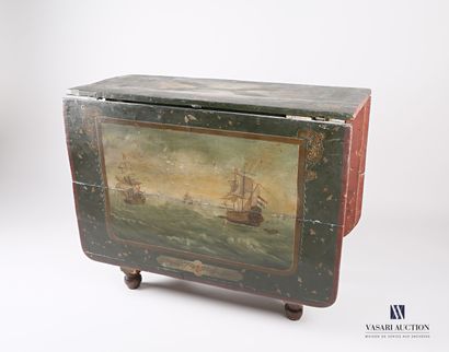 Moulded and painted natural wood table, the...
