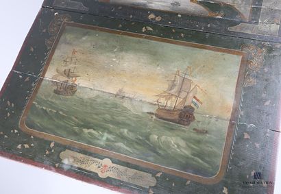 Moulded and painted natural wood table, the...