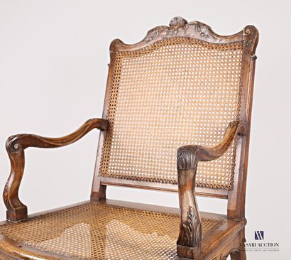 Armchair in natural wood, moulded and sculpted,...