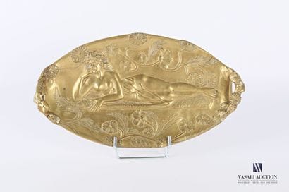 Bronze oval pocket-table with bas-relief...