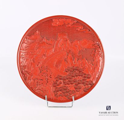 CHINA

Nanking lacquer plate with carved...