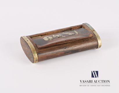 Wood and metal snuffbox of rectangular shape...