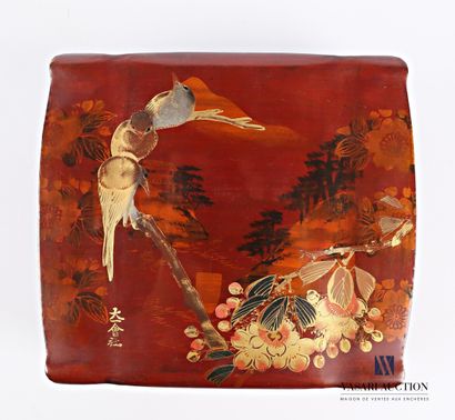 Cushion-shaped box made of boiled lacquered...