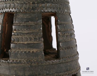 A wooden overjug with carved and openwork...