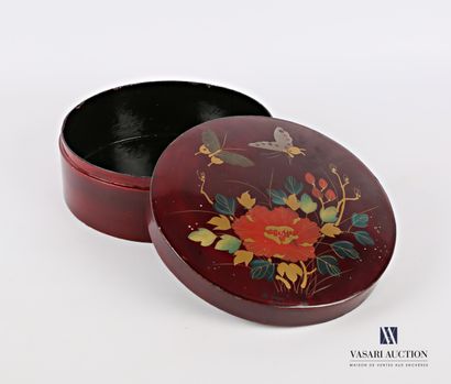 Round shaped box made of boiled and lacquered...