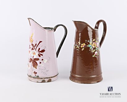 Two truncated cone-shaped enamelled metal...