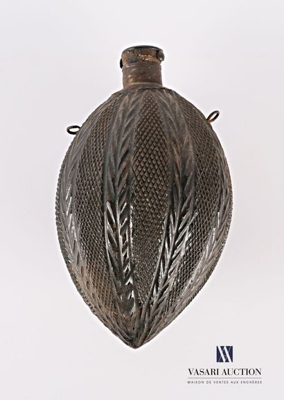 Wooden and metal gourd in the shape of a...