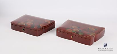 Pair of trapezoid shaped boxes with pinched...