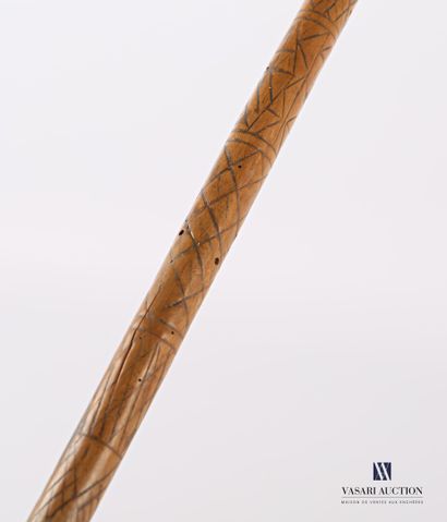 Wooden curly-headed cattail with engraved...
