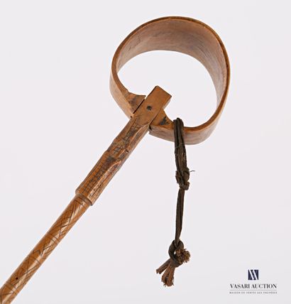 Wooden curly-headed cattail with engraved...