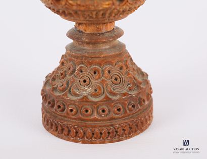 Carved boxwood case in the form of a baluster...