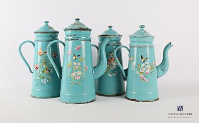 Set of four coffee makers with their truncated...