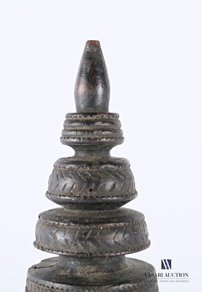 A wooden overjug with carved and openwork...