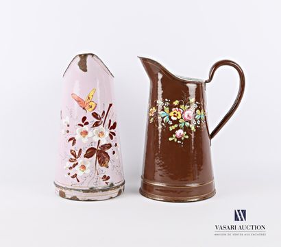 Two truncated cone-shaped enamelled metal...