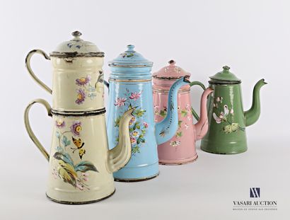 Set of four coffee pots and their truncated...