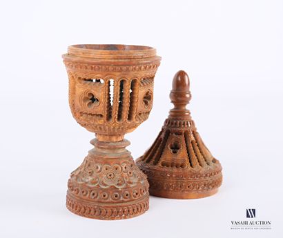 Carved boxwood case in the form of a baluster...