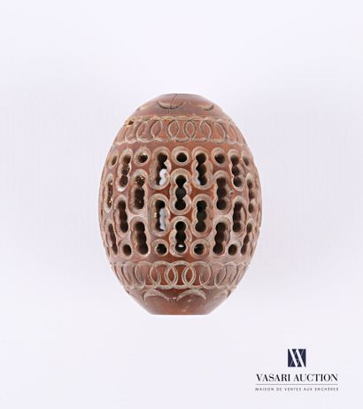 Boxwood bell carved in an ovoid shape, the...