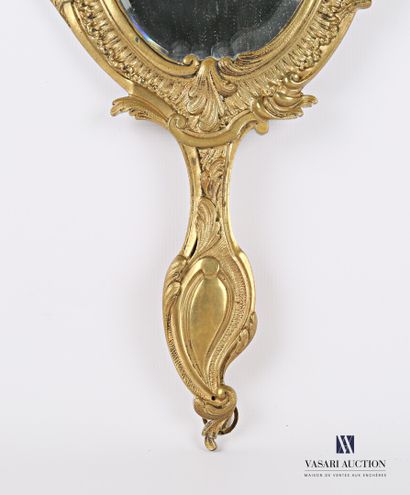 Face to hand in bronze, the mirror with a...