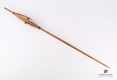 Caged cattail with wooden wheel, head and...