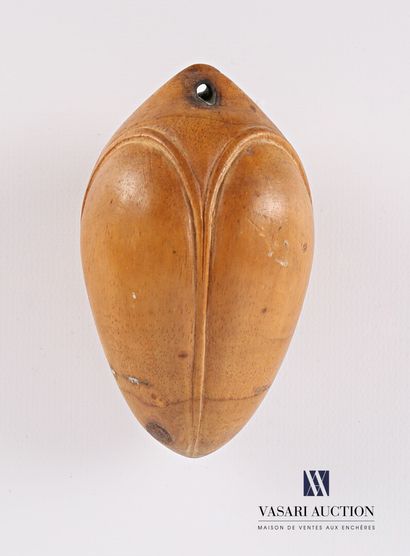 Wooden pendant in the shape of a pod.

(slight...