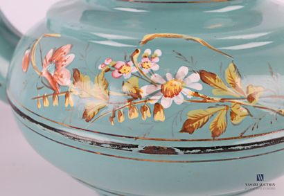 Set comprising two enamelled metal teapots,...