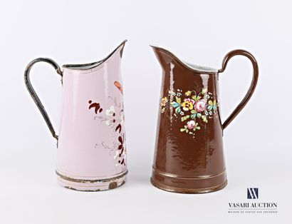 Two truncated cone-shaped enamelled metal...