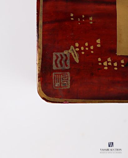 Rectangular box of boiled cardboard lacquered...