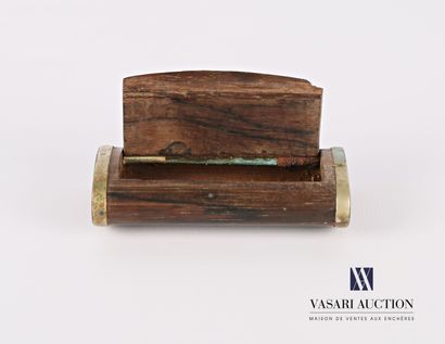 Wood and metal snuffbox of rectangular shape...