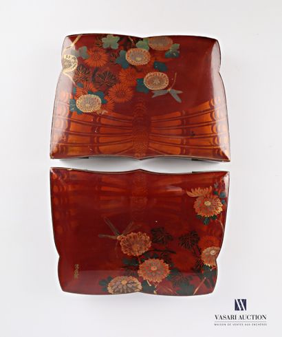 Pair of trapezoid shaped boxes with pinched...