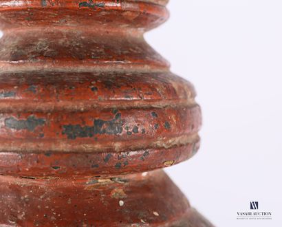 Overjug in red painted wood with carved and...