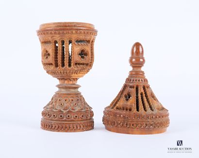 Carved boxwood case in the form of a baluster...
